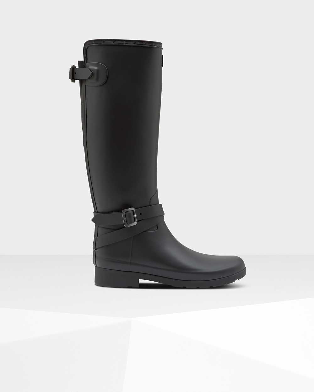 Hunter Women's Refined Slim Fit Adjustable Tall Wellington Boots Black,IRUA57481